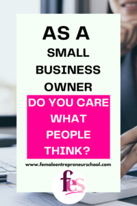 Text - as a small business owner do you care what people think, with a photo background of a laptop