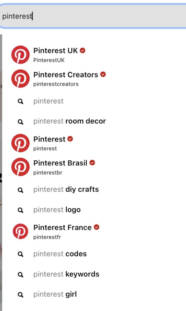 list of Pinterest keywords